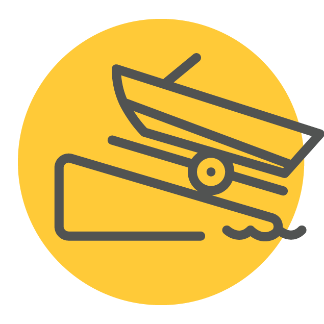 Icon indicating a boat ramp is available.