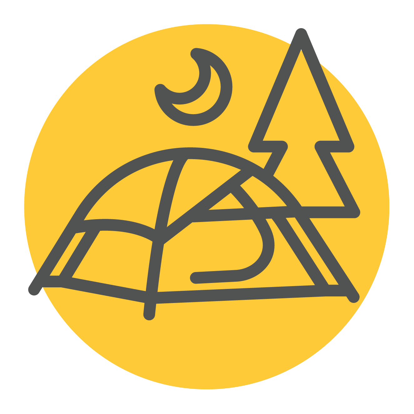 Icon of a camping tent.