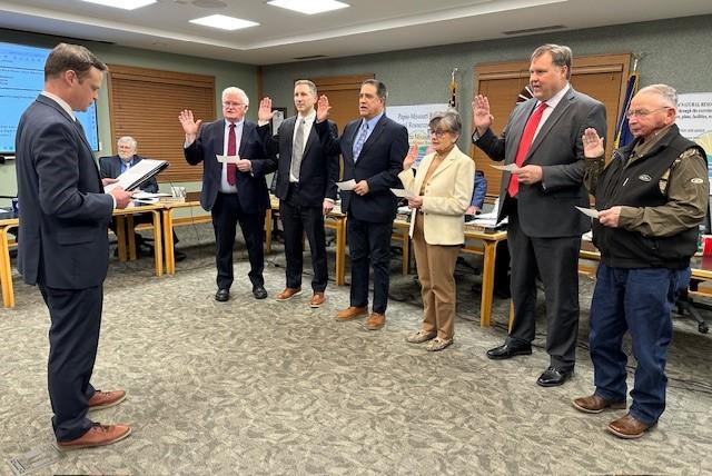 New Papio NRD board members taking the oath of office.